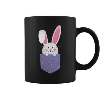 Cute Bunny In Pocket Funny Easter Bunny In Pocket Coffee Mug | Mazezy