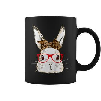 Cute Bunny Mom Leopard Bandana Sunglasses Easter Day Coffee Mug | Mazezy