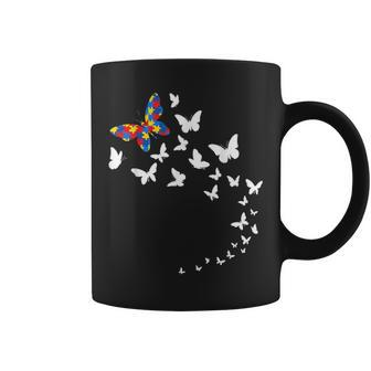 Cute Butterflies Autism Awareness Gifts Women Dad Mom Kids Coffee Mug - Seseable