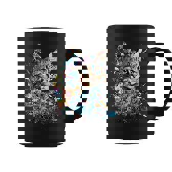 Cute Cat With Flowers Cat Coffee Mug | Mazezy