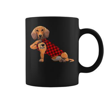 Cute Dachshund Dog I Love Mom Tattoo Gift Mothers Day Coffee Mug - Seseable