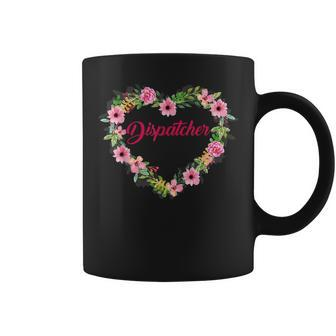 Cute Dispatcher Heart Love Flowers Coffee Mug | Mazezy