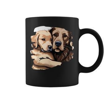 Cute Golden Retriever Dog Mom Hugging A Puppy Coffee Mug - Thegiftio UK