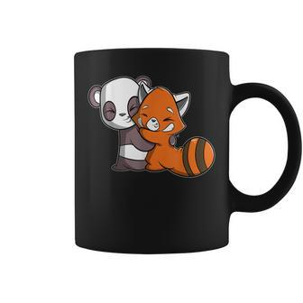 Cute Kawaii Panda Hugging Red Panda Coffee Mug - Seseable