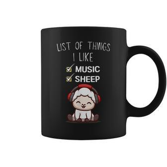Cute Kawaii Sheep List Of Things I Like Music Lover Coffee Mug - Seseable
