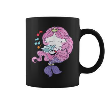 Cute Mermaid Princess Playing Music Seashell For Kids Women Coffee Mug | Mazezy