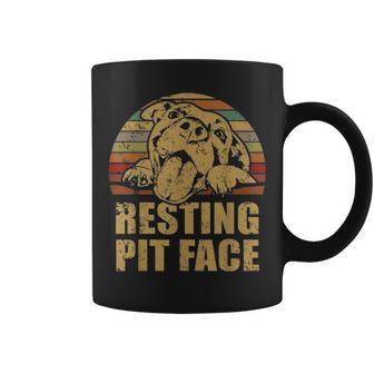 Cute Pitbull Pittie Mom Dad Resting Pit Face Funny Coffee Mug - Seseable