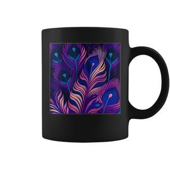 Cute Purple Peacock Feathers Illustration Birds Women Men Coffee Mug | Mazezy