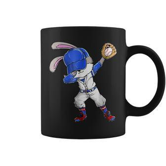 Dabbing Bunny Rabbit Baseball Catcher Happy Easter Day Coffee Mug | Mazezy