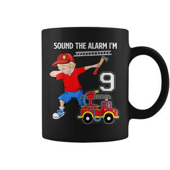 Dabbing Fire Fighter Truck 9 Years Old Birthday T Coffee Mug - Seseable