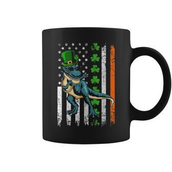 Dabbing T Rex Dinosaur Leprechaun Hat Usa Flag Patricks Day Coffee Mug - Seseable