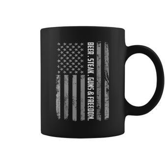 Dad Grandpa Veteran Us Flag Beer Steak Guns Freedom Coffee Mug | Mazezy