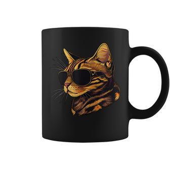 Dad Mom Cat Sunglasses Bengal Cat Coffee Mug | Mazezy