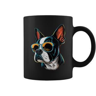 Dad Mom Cool Dog Sunglasses Boston Terrier Coffee Mug | Mazezy