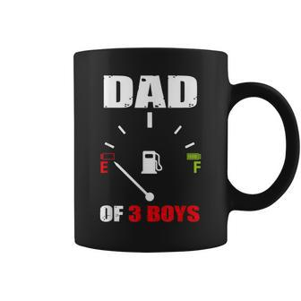 Dad Of 3 Boys Vintage Dad Battery Low Fathers Day Coffee Mug - Seseable