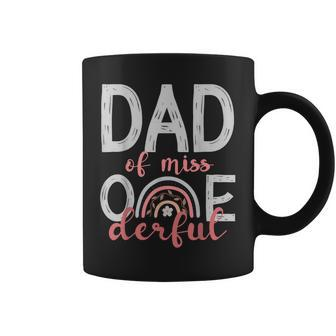 Dad Of Little Miss Onederful 1St Bday Boho Rainbow Gift For Mens Coffee Mug | Mazezy
