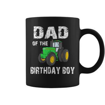 Dad Of The Birthday Boy Vintage Farm Tractor Party Family Coffee Mug - Seseable