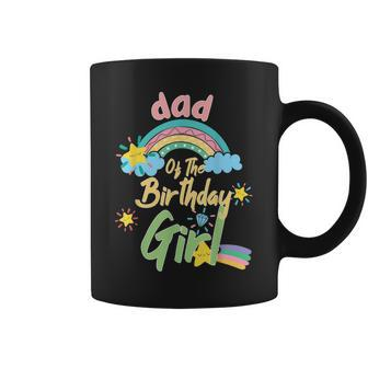 Dad Of The Birthday Girl Rainbow Matching Family Coffee Mug - Thegiftio UK