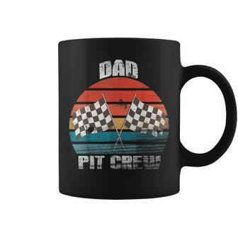 Dad Pit Crew Race Car Chekered Flag Vintage Racing Party Coffee Mug - Seseable