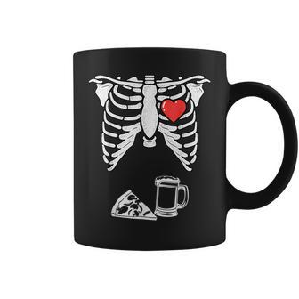 Dad Skeleton Halloween Beer Pizza Funny Pregnancy Couple Men Gift For Mens Coffee Mug | Mazezy
