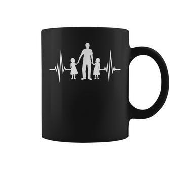 Dad With 2 Daughters Pulse Gift For Mens Coffee Mug | Mazezy