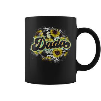 Dada Sunflower Western Fathers Day Cow Print Dad Life Coffee Mug | Mazezy