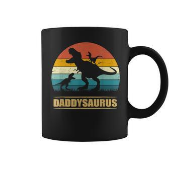 Daddy Dinosaur Daddysaurus 2 Kids Fathers Day Gift For Dad Gift For Mens Coffee Mug | Mazezy