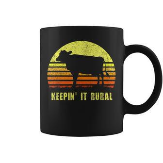 Dairy Cow Retro Farming Ranching Sunset Vintage Farmer Gifts Coffee Mug - Seseable