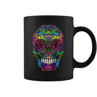 Day Of The Dead Rainbow Skull Dia De Los Muertos  Coffee Mug