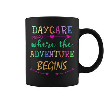 Daycare Adventure Begins Teacher Back To School T-Shirt Coffee Mug | Mazezy