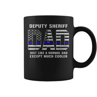 Deputy Sheriff Dad Much Cooler Fathers Day Thin Blue Line V2 Coffee Mug - Seseable