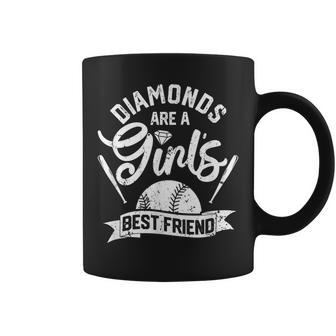 Diamonds Are A Girls Best Friend Softball Baseball Girl Love Coffee Mug | Mazezy