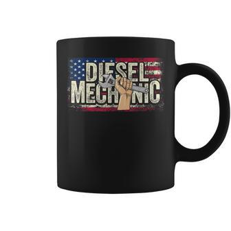 Diesel Mechanic American Flag Truck Mechanic Gift Coffee Mug | Mazezy
