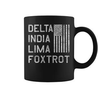 Dilf Delta India Lima Foxtrot Us Flag American Patriot Coffee Mug | Mazezy