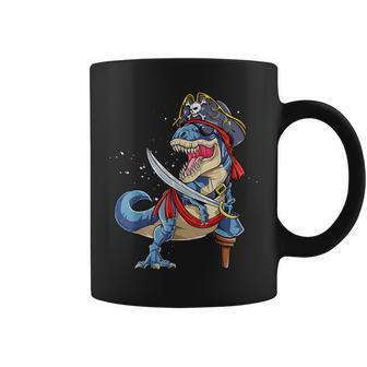 Dinosaur T Rex Pirate T Jolly Roger Halloween Gifts Coffee Mug | Mazezy