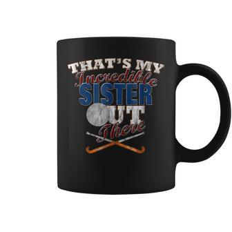 Distressed Field Hockey Player Sister Brother Coffee Mug | Mazezy