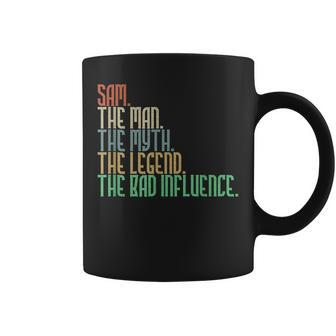 Distressed Sam The Man Myth Legend And Bad Influence Coffee Mug - Seseable