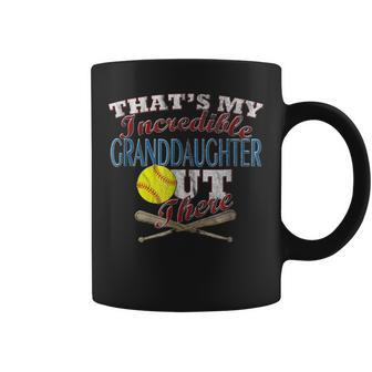 Distressed Softball Granddaughter Grandma & Grandpa Coffee Mug | Mazezy