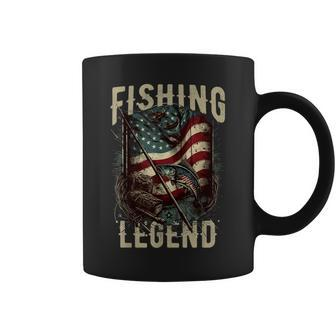 Distressed Vintage Usa Flag Quote Fishing Legend Coffee Mug | Mazezy