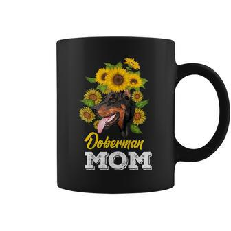 Doberman Mom Sunflower Doberman Mothers Day Gift Coffee Mug | Mazezy