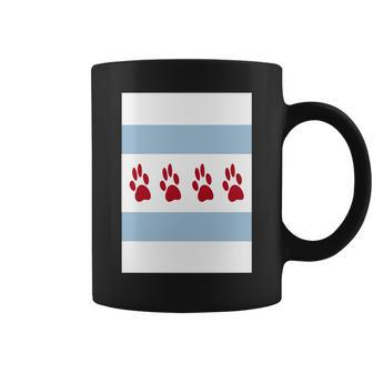 Dog Lovers Chicago Flag Paw Prints Custom Coffee Mug - Thegiftio UK