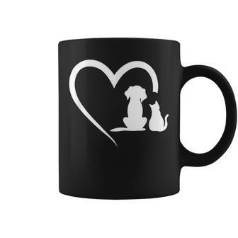 Dog Puppy And Baby Cat Heart - Animal Dog & Cat Heart Coffee Mug | Mazezy