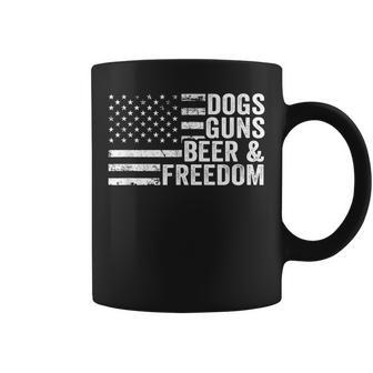 Dogs Guns & Beer Freedom - Pro Gun - Dog Lover - Usa Flag Coffee Mug - Seseable