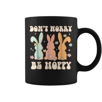 Dont Worry Be Hoppy Rabbit Cute Bunny Flowers Easter Day Coffee Mug | Mazezy