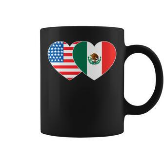 Doppelherz Mexiko & USA Flagge Langarmshirt für mexikanisch-amerikanische Patrioten Tassen - Seseable