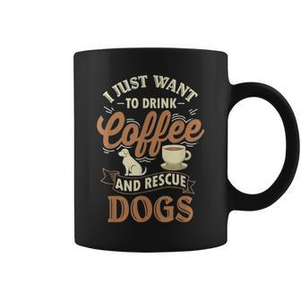 Drink Coffee & Rescue Dogs Adoption Rescue Mom Dad Coffee Mug - Seseable