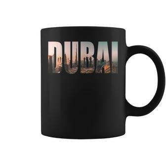 Dubai Uae Skyline Urban Photography Font Coffee Mug | Mazezy