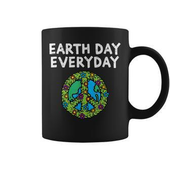 Earth Day Everyday Peace Symbol Sign Flower Environmental Coffee Mug | Mazezy