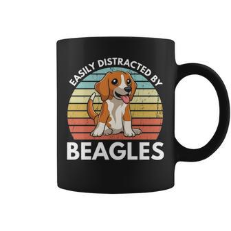 Easily Distracted By Beagles Funny Beagle Dog Mom Gift Coffee Mug - Seseable