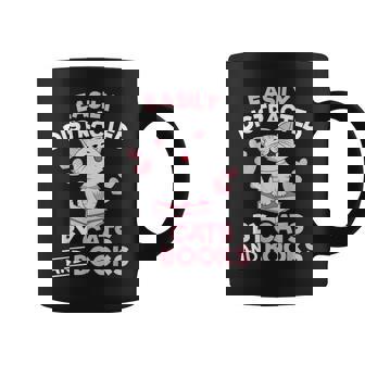 Easily Distracted By Cats And Books Cute Cat Book Lover Coffee Mug | Mazezy